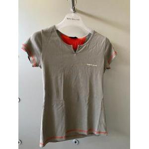 T-shirt grigia - rossa donna originale  tg l cod. 76627725983